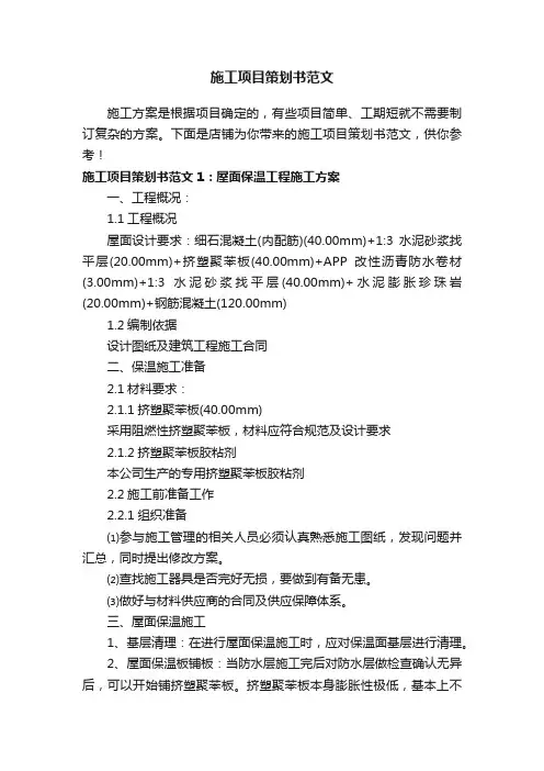 施工项目策划书范文