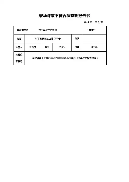 2011正式版现场评审不符合项整改报告书(1)
