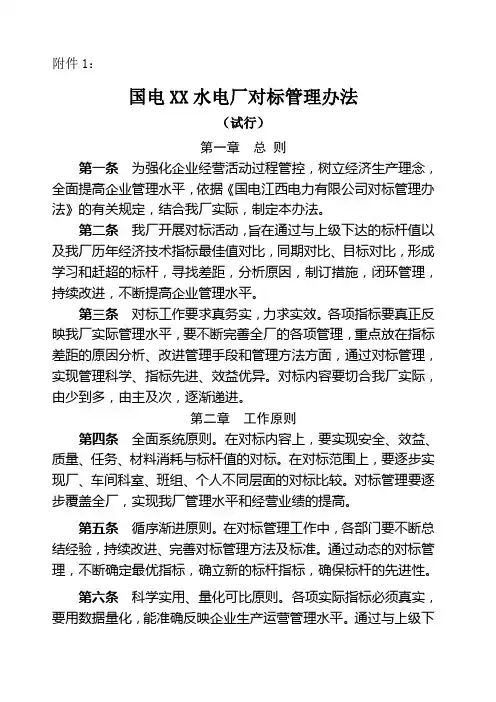 水电厂对标管理办法 