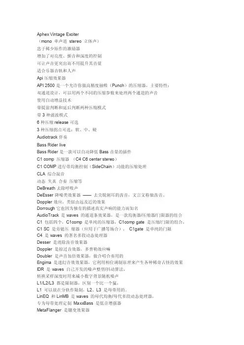 wavesR30中英文对照