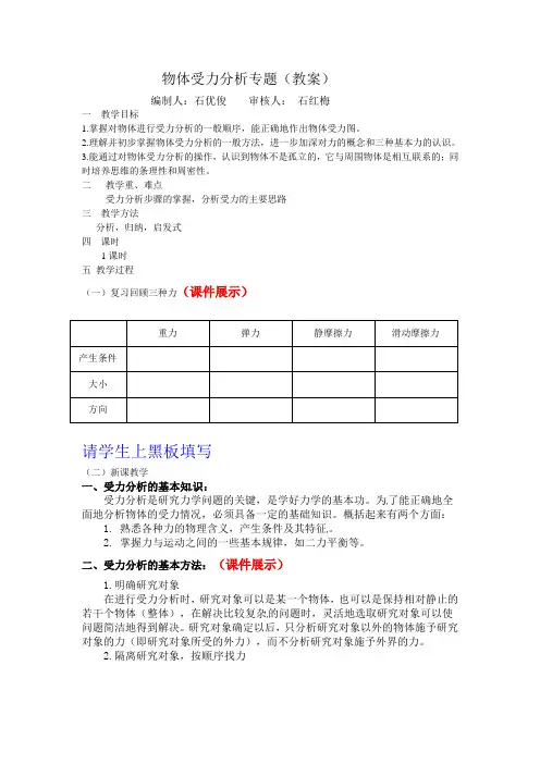 物体受力分析教案