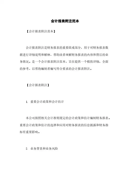 会计报表附注范本