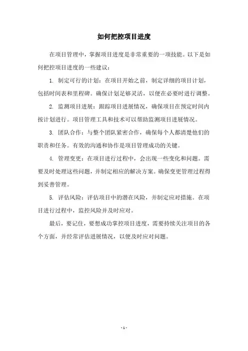 如何把控项目进度