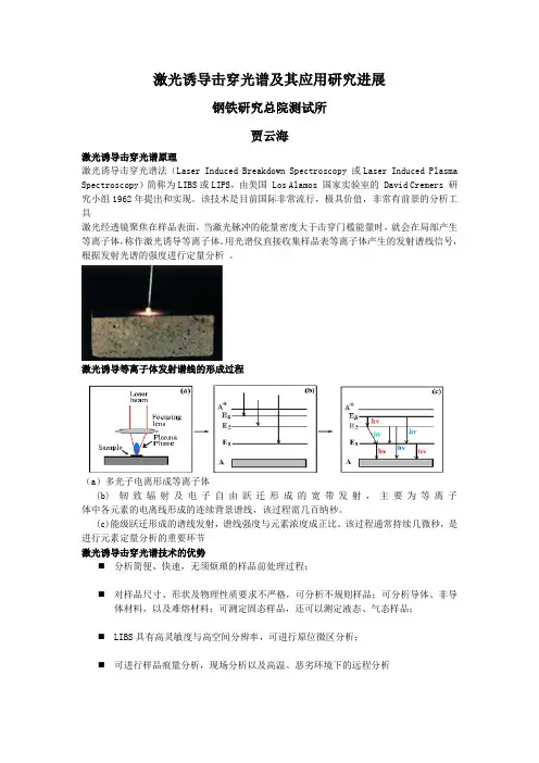激光诱导击穿光谱及其应用研究进展钢铁研究总院测试所贾云海激光