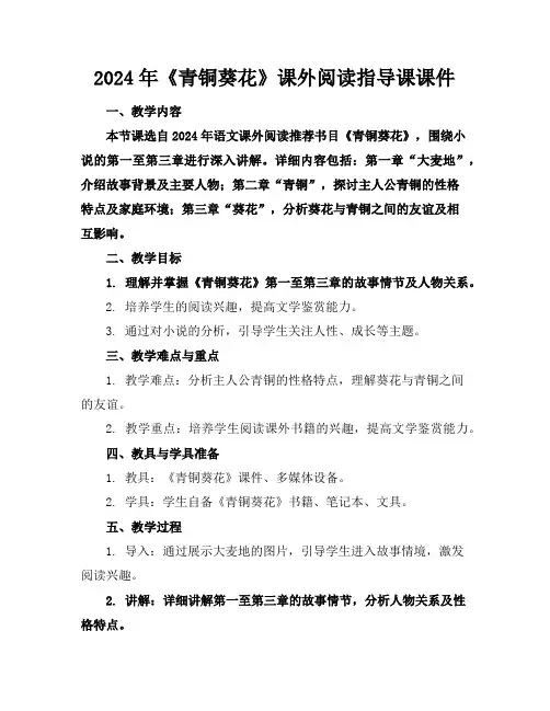 2024年《青铜葵花》课外阅读指导课课件