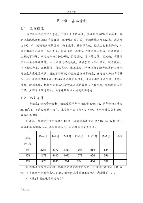 水工建筑物重力坝课程设计