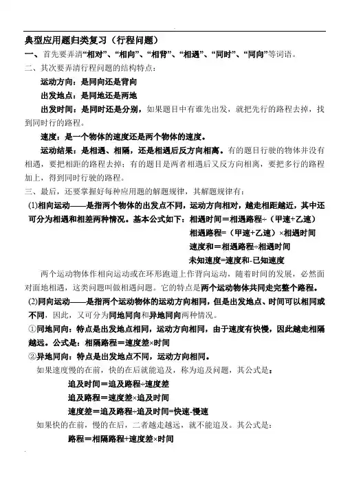 典型应用题归类复习(行程问题)