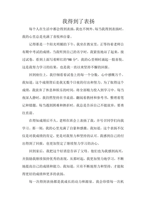 《我得到了表扬》600字