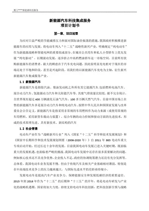 新能源汽车科技集成服务项计划书