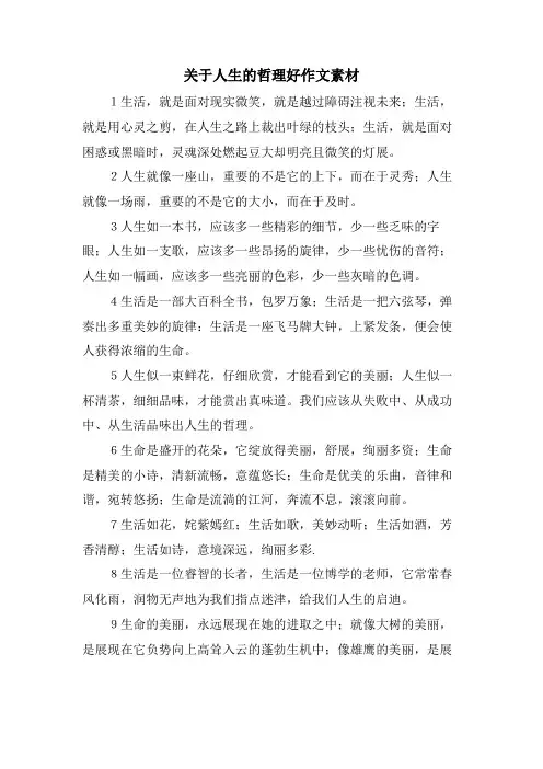 关于人生的哲理好作文素材