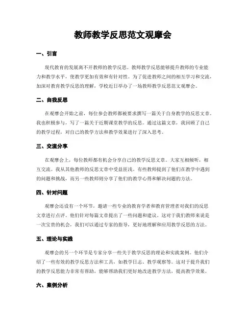 教师教学反思范文观摩会