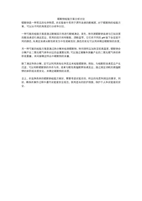 碳酸钠检验方案分析讨论