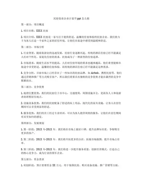 民宿创业企业计划书ppt怎么做