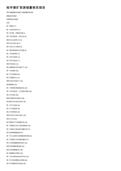 裕华煤矿资源储量核实报告