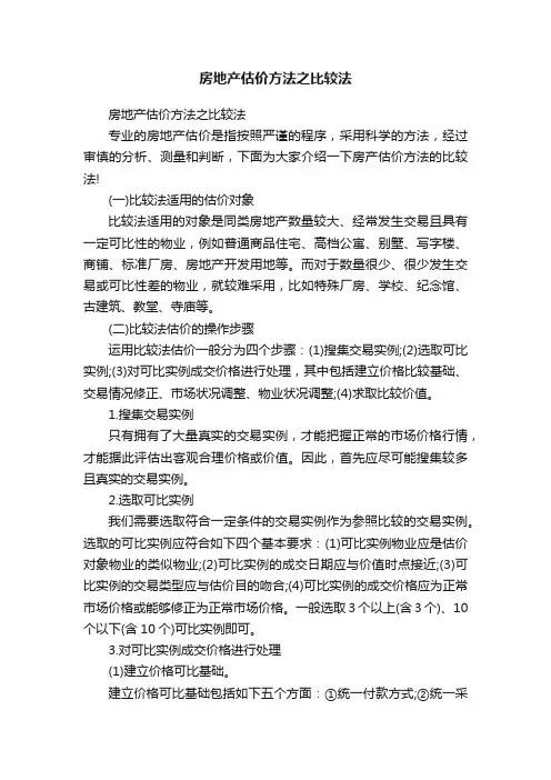 房地产估价方法之比较法