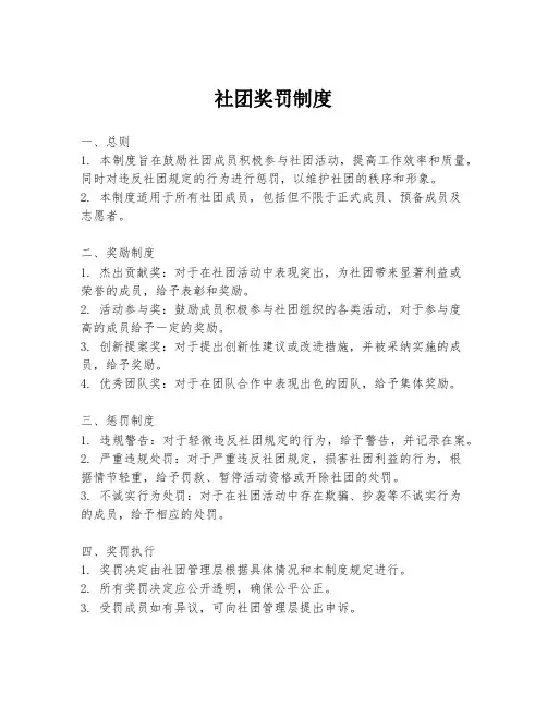 社团奖罚制度