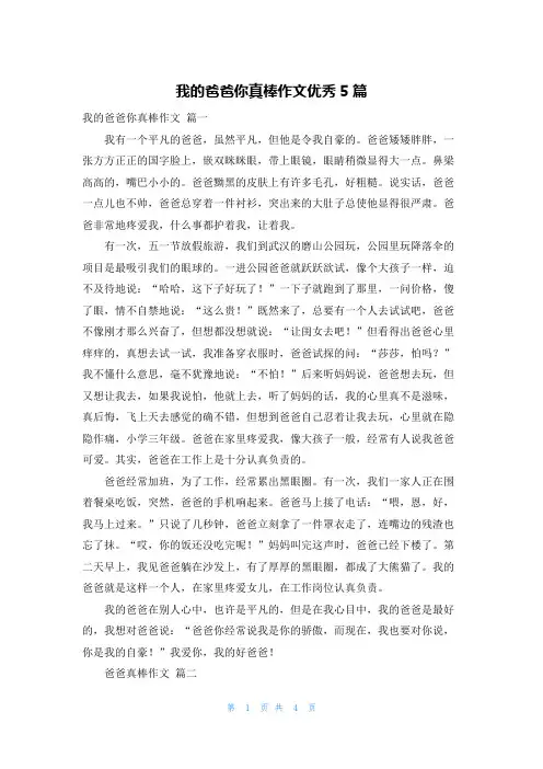 我的爸爸你真棒作文优秀5篇