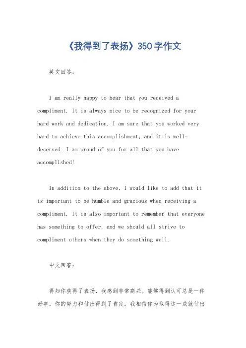 《我得到了表扬》350字作文