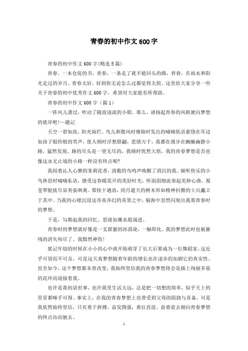 青春的初中作文600字