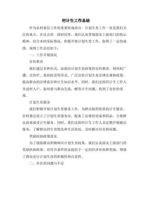 村计生工作总结