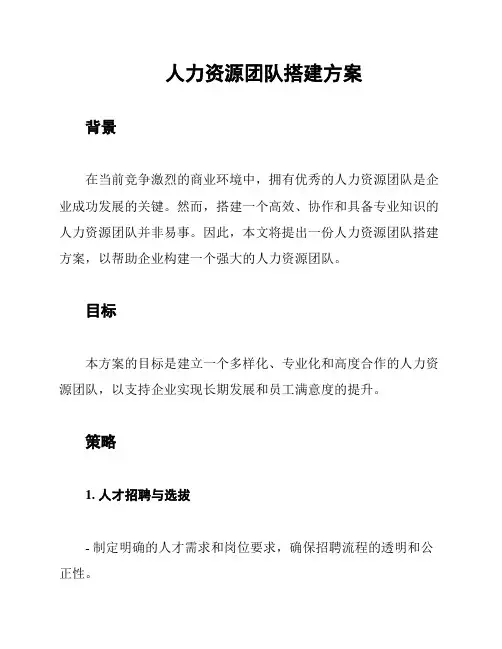 人力资源团队搭建方案
