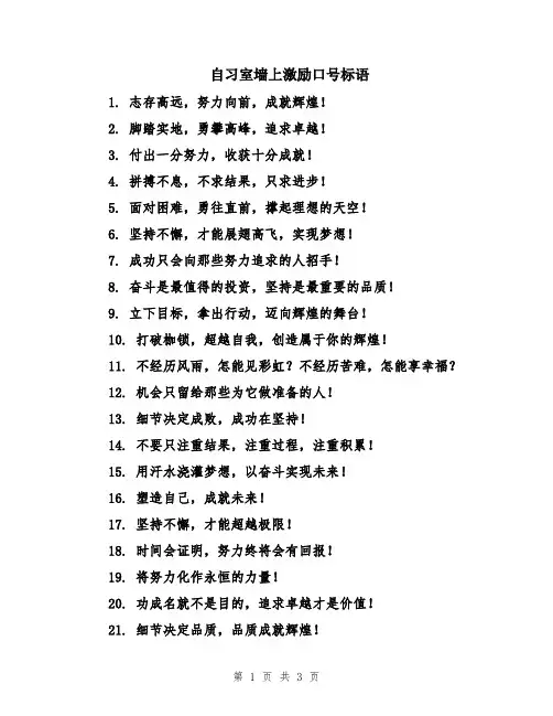 自习室墙上激励口号标语