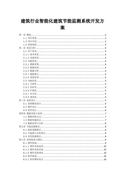 建筑行业智能化建筑节能监测系统开发方案