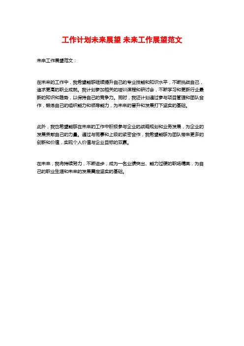 工作计划未来展望 未来工作展望范文