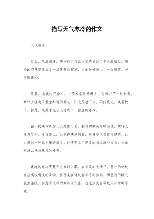 描写天气寒冷的作文