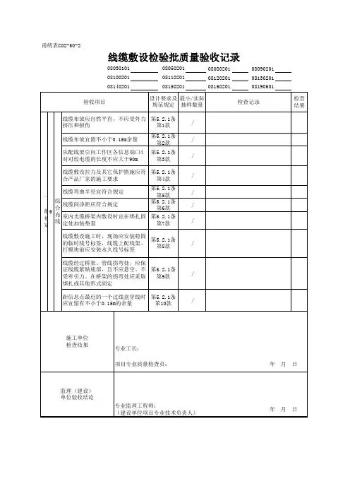 08160201_线缆敷设检验批质量验收记录
