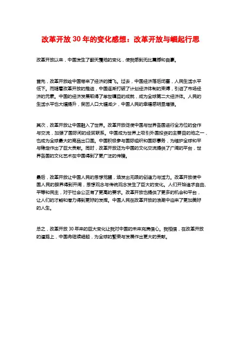 改革开放30年的变化感想：改革开放与崛起行思