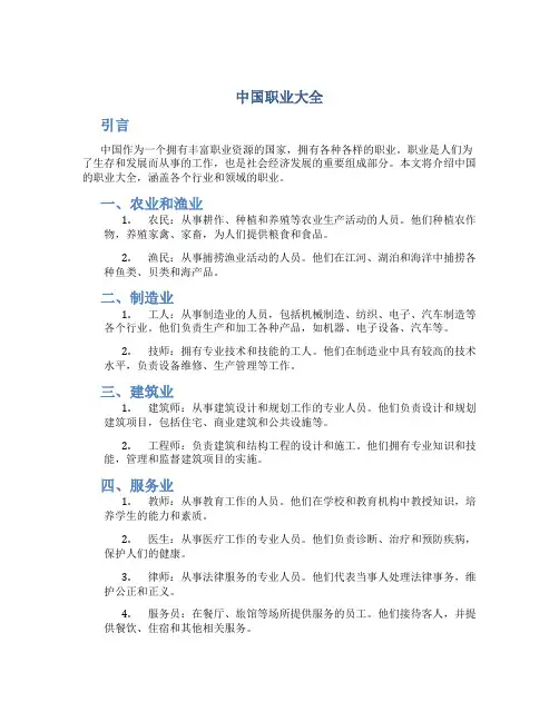中国职业大全