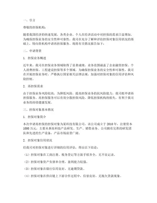 再担保申请报告