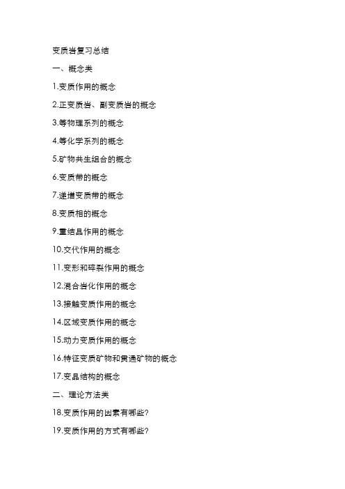 变质岩复习总结