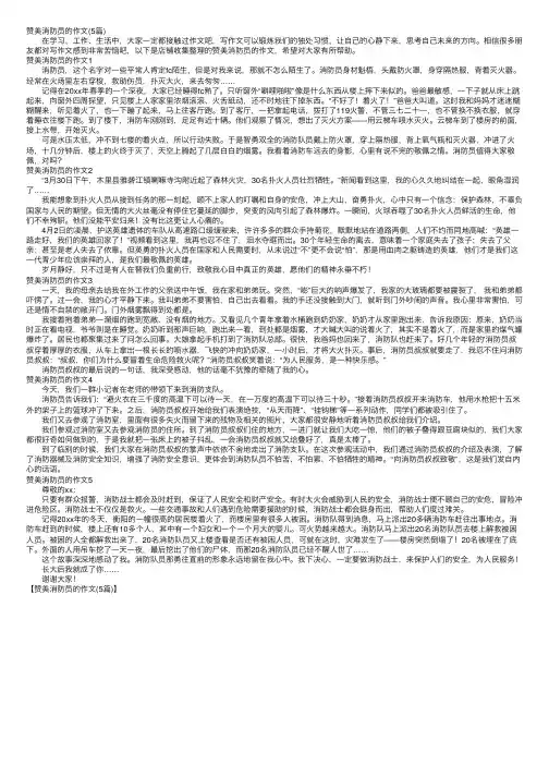 赞美消防员的作文（5篇）