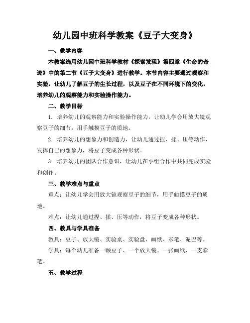 幼儿园中班科学教案《豆子大变身》