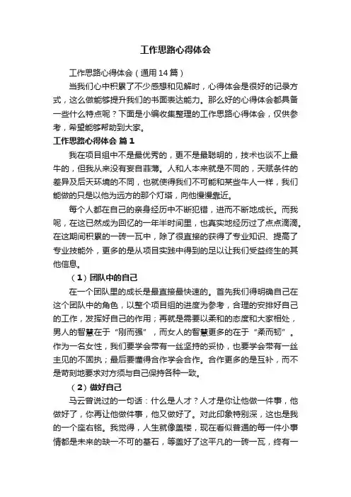 工作思路心得体会