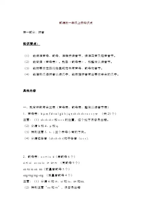 【精编】统编版一年级(上册)语文知识点汇总
