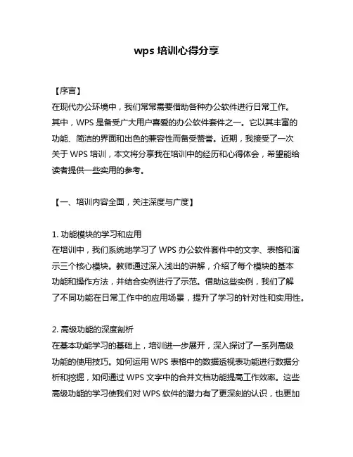 wps培训心得分享