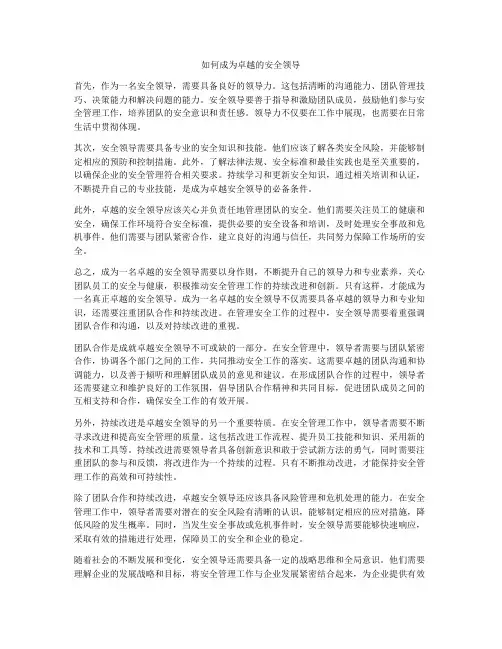 如何成为卓越的安全领导