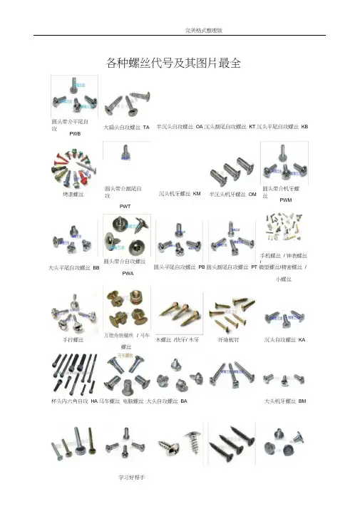 各种螺丝代号及图片大全