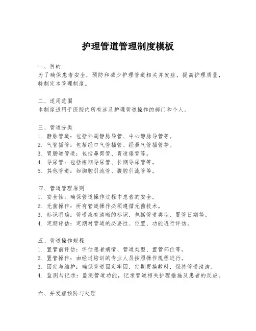 护理管道管理制度模板