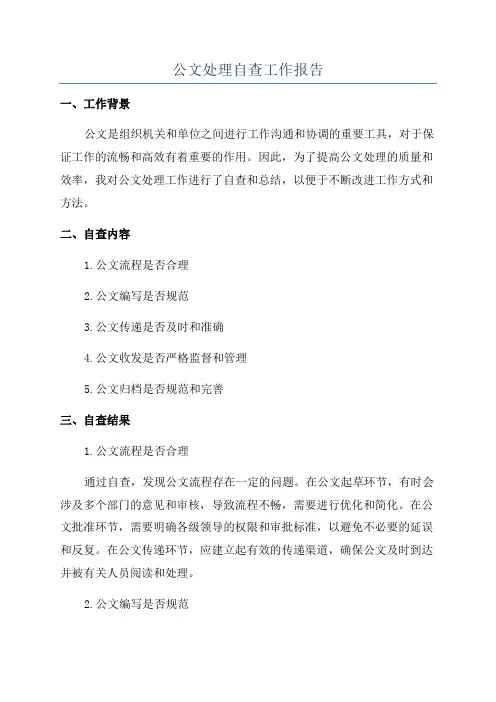 公文处理自查工作报告