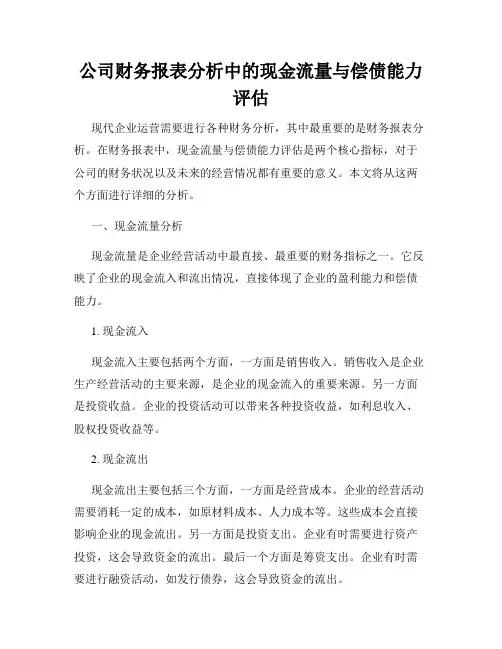 公司财务报表分析中的现金流量与偿债能力评估