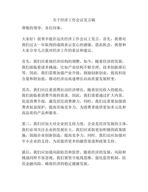 关于经济工作会议发言稿