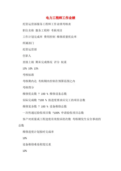 电力工程师工作业绩
