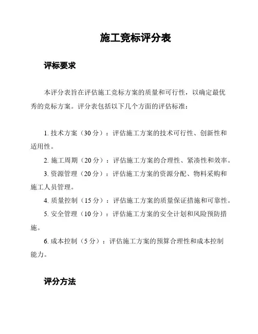 施工竞标评分表