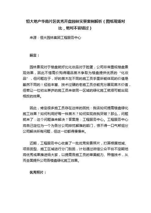 恒大地产华南片区优秀开盘园林实景案例解析（图纸现场对比，绝对不容错过）