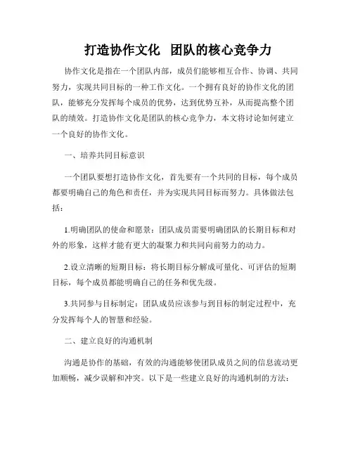  打造协作文化   团队的核心竞争力