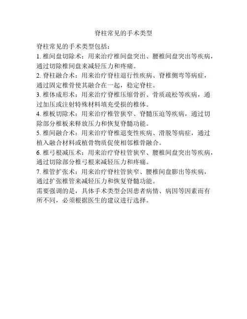 脊柱常见的手术类型